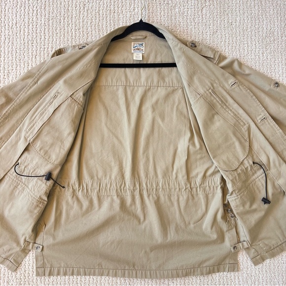 TRAVELSMITH Vintage Khaki Utility Jacket Chore Trench Coat L - Picture 9 of 15